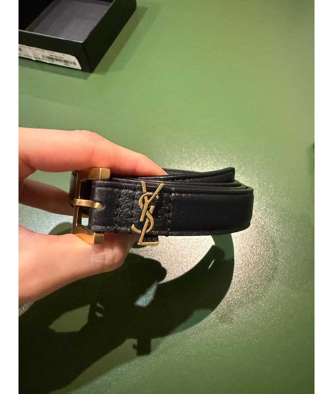 SAINT LAURENT Черный кожаный ремень, фото 6