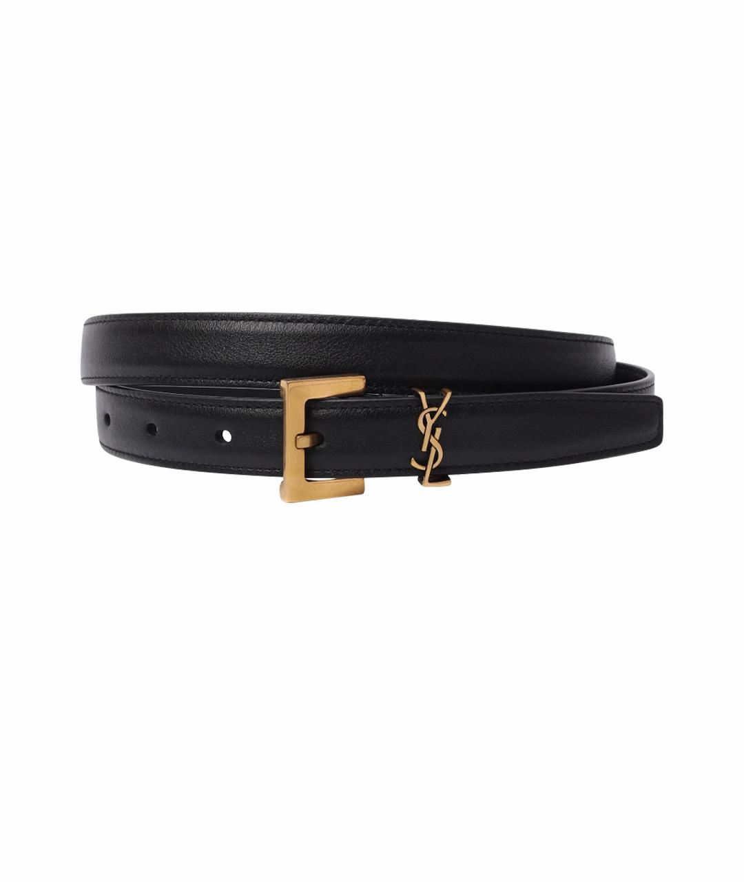 SAINT LAURENT Черный кожаный ремень, фото 1