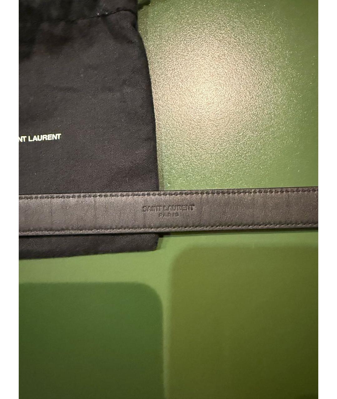 SAINT LAURENT Черный кожаный ремень, фото 3