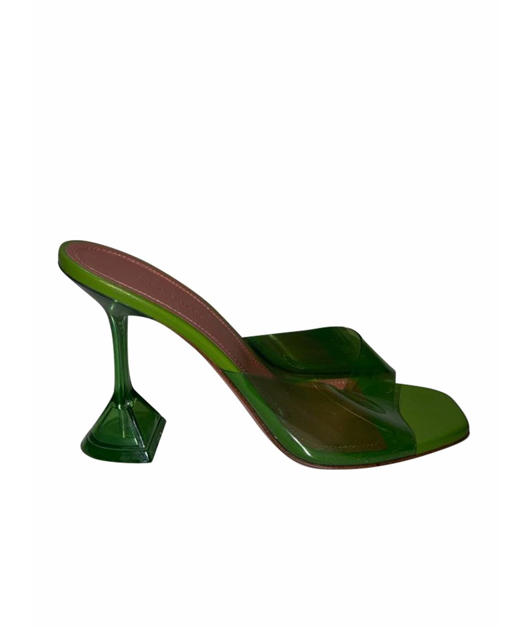 Amina Muaddi Зеленые резиновые босоножки, фото 1