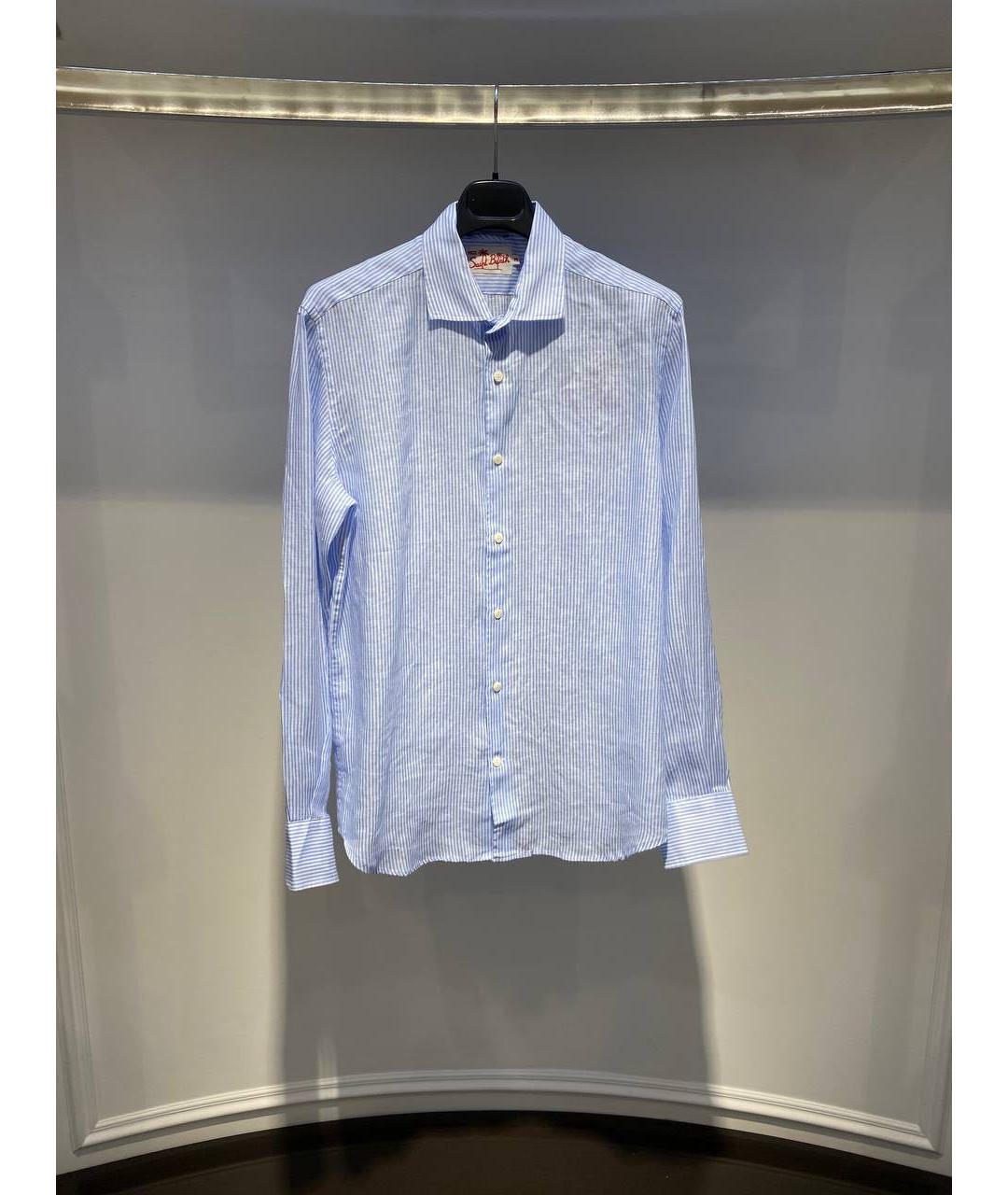 MC2 SAINT BARTH Голубая льняная кэжуал рубашка, фото 4