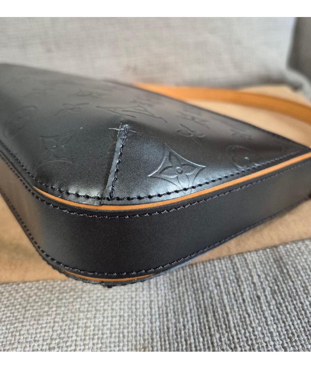 LOUIS VUITTON Антрацитовая кожаная сумка с короткими ручками, фото 7