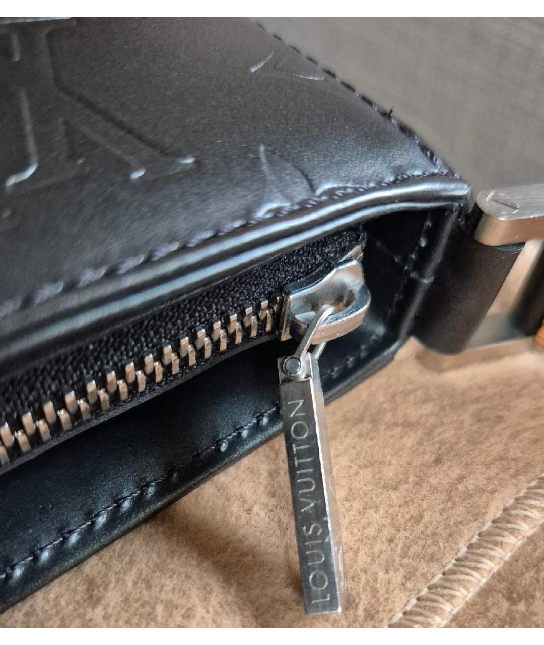 LOUIS VUITTON Антрацитовая кожаная сумка с короткими ручками, фото 9