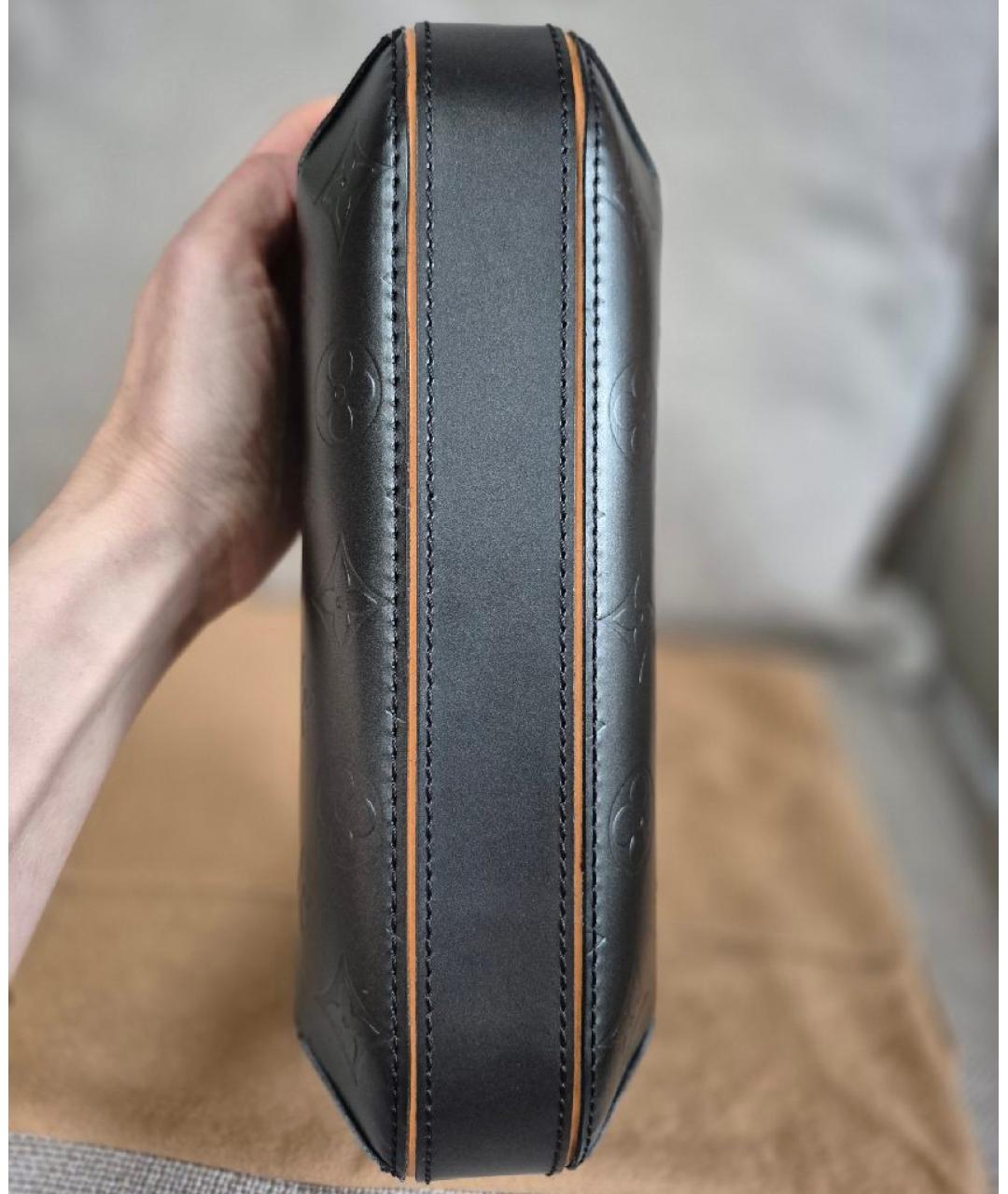 LOUIS VUITTON Антрацитовая кожаная сумка с короткими ручками, фото 4