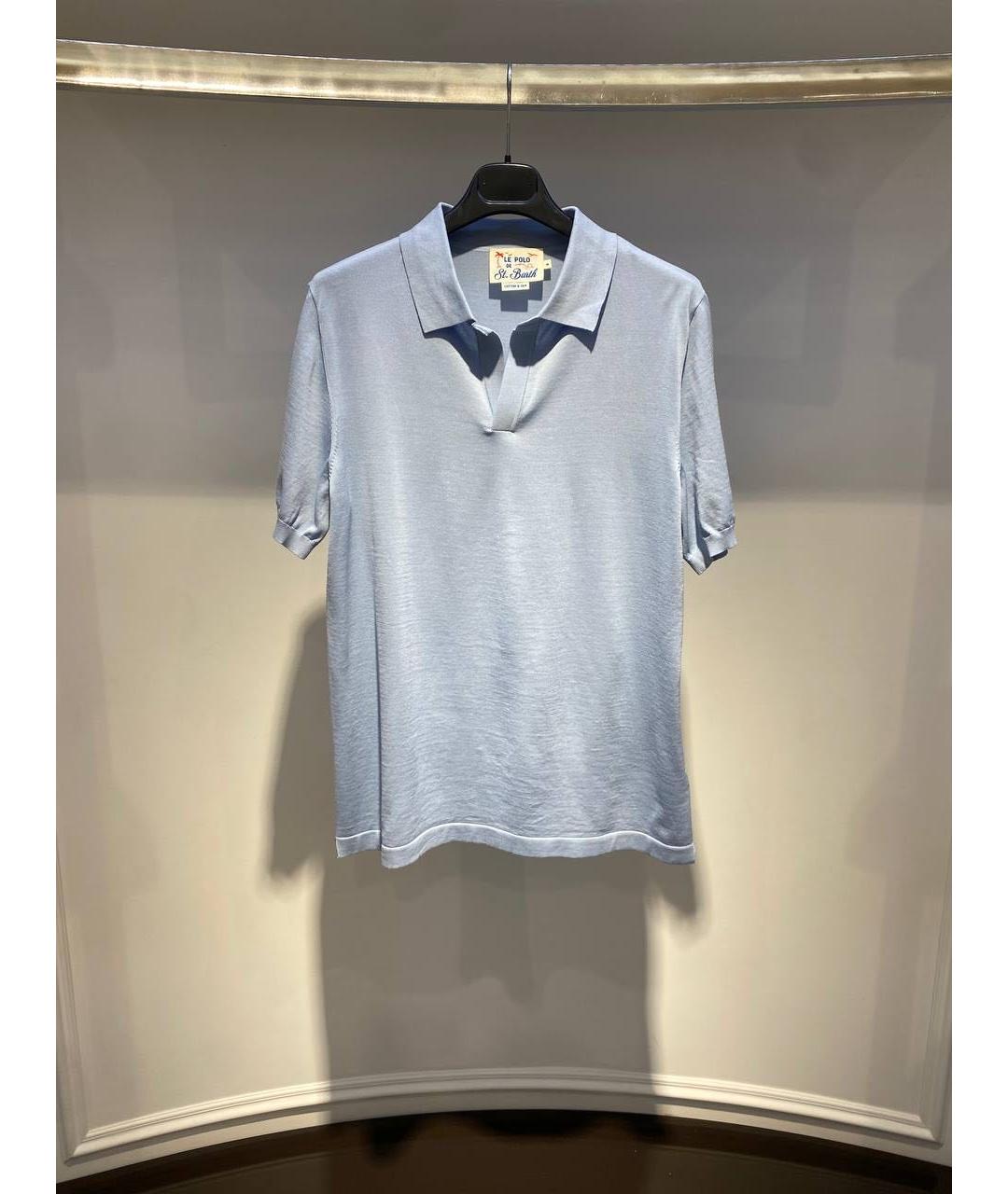 MC2 SAINT BARTH Голубое хлопковое поло с коротким рукавом, фото 4