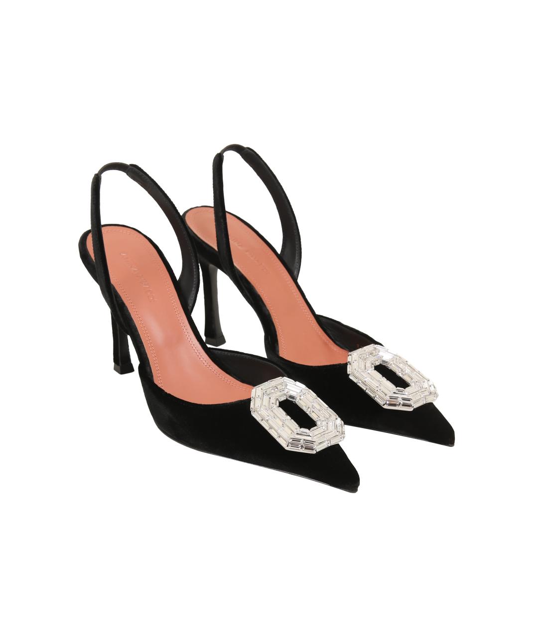 Amina Muaddi Черные текстильные туфли, фото 2