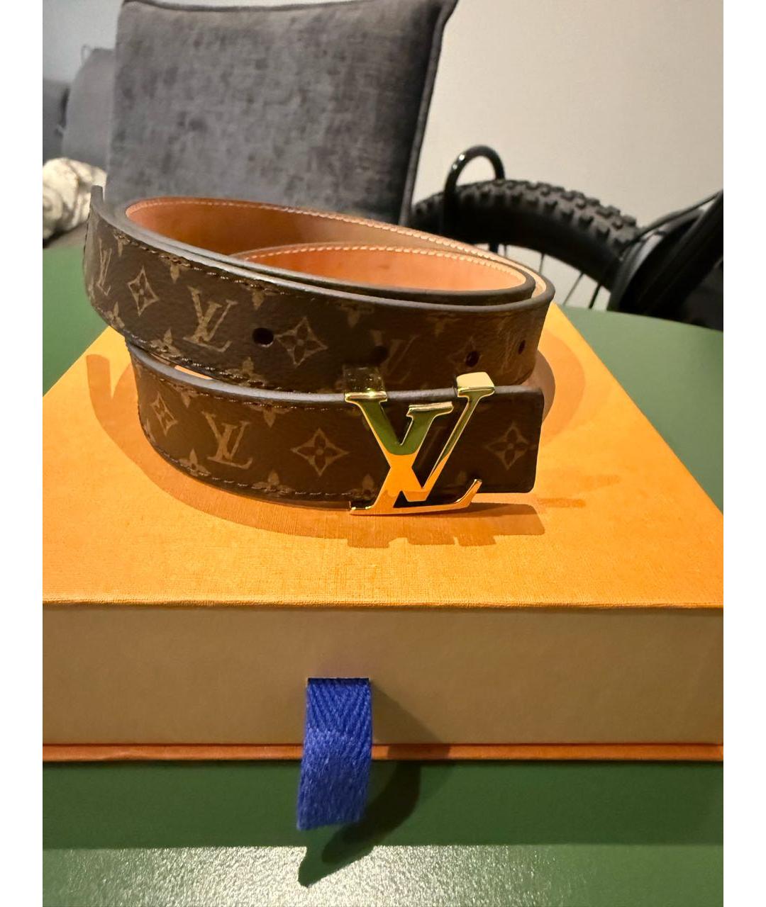 LOUIS VUITTON Коричневый кожаный ремень, фото 6