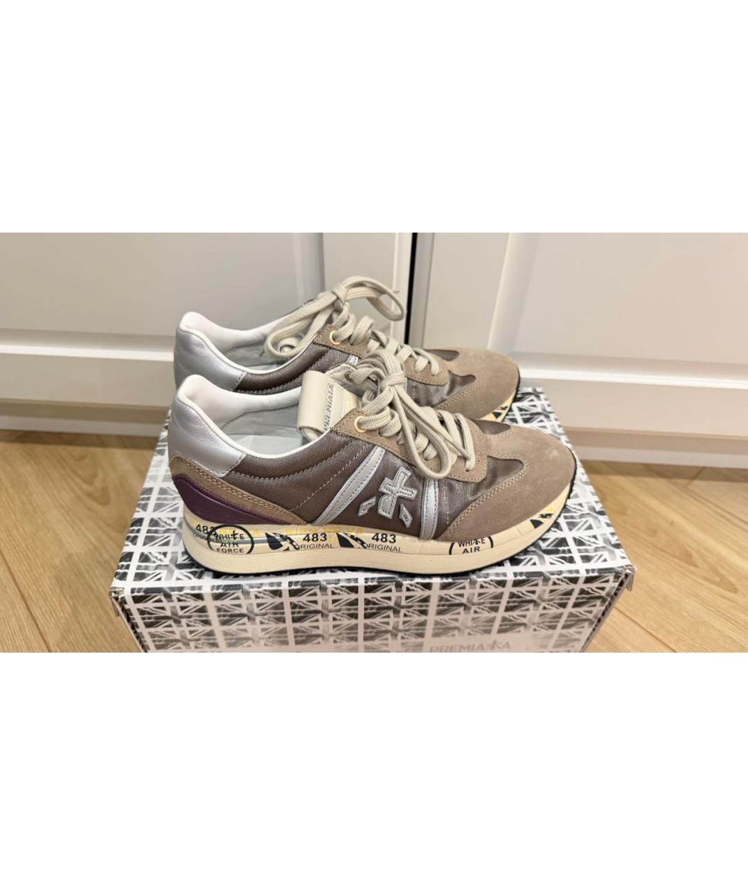 PREMIATA Бежевые замшевые кроссовки, фото 8