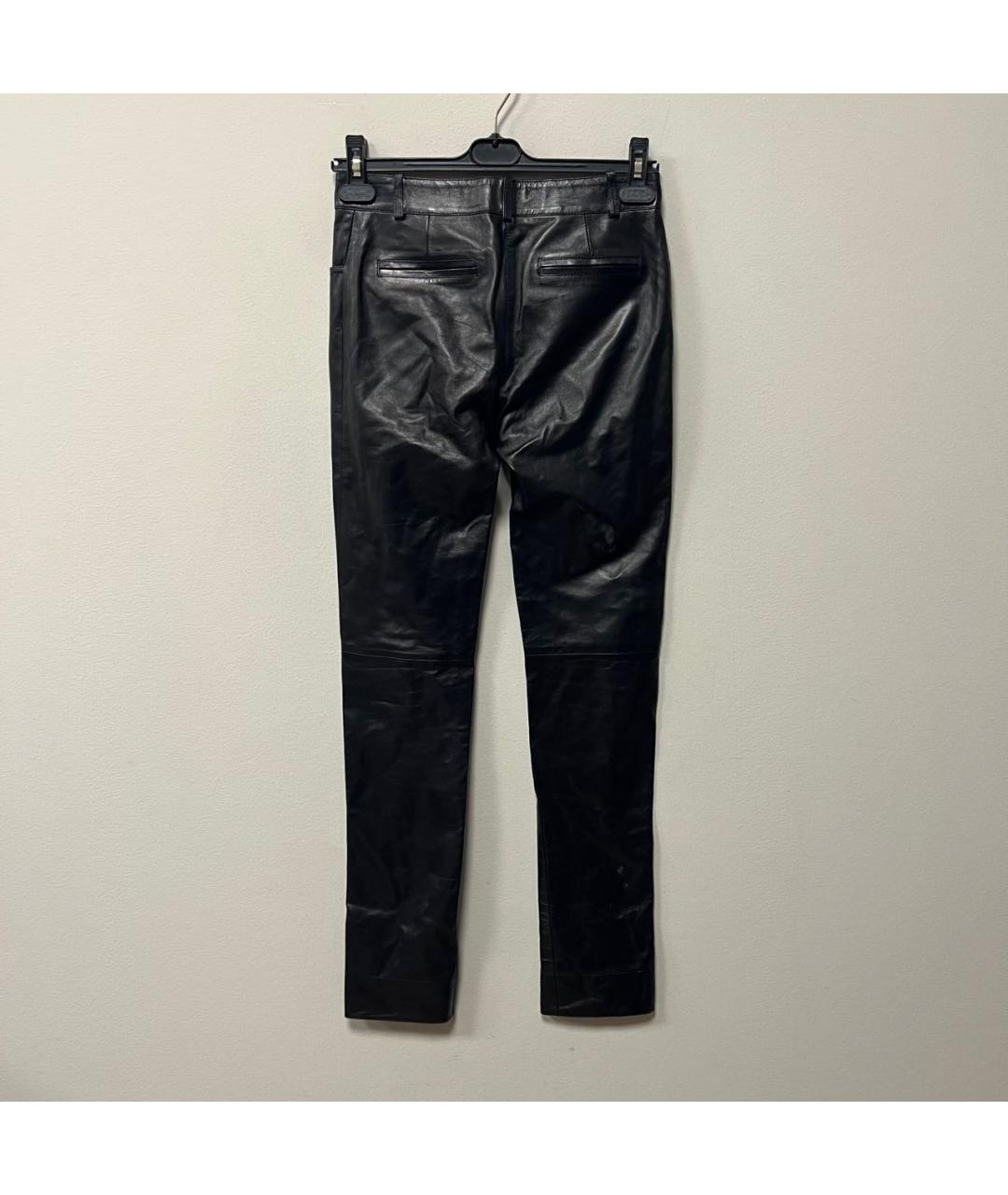 CELINE Черные кожаные прямые брюки, фото 3