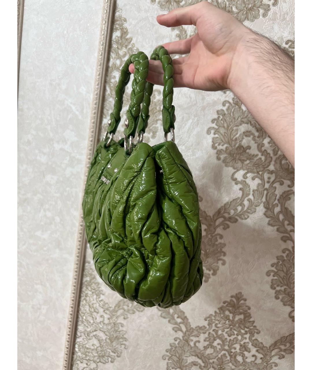 MIU MIU Зеленая кожаная сумка с короткими ручками, фото 2