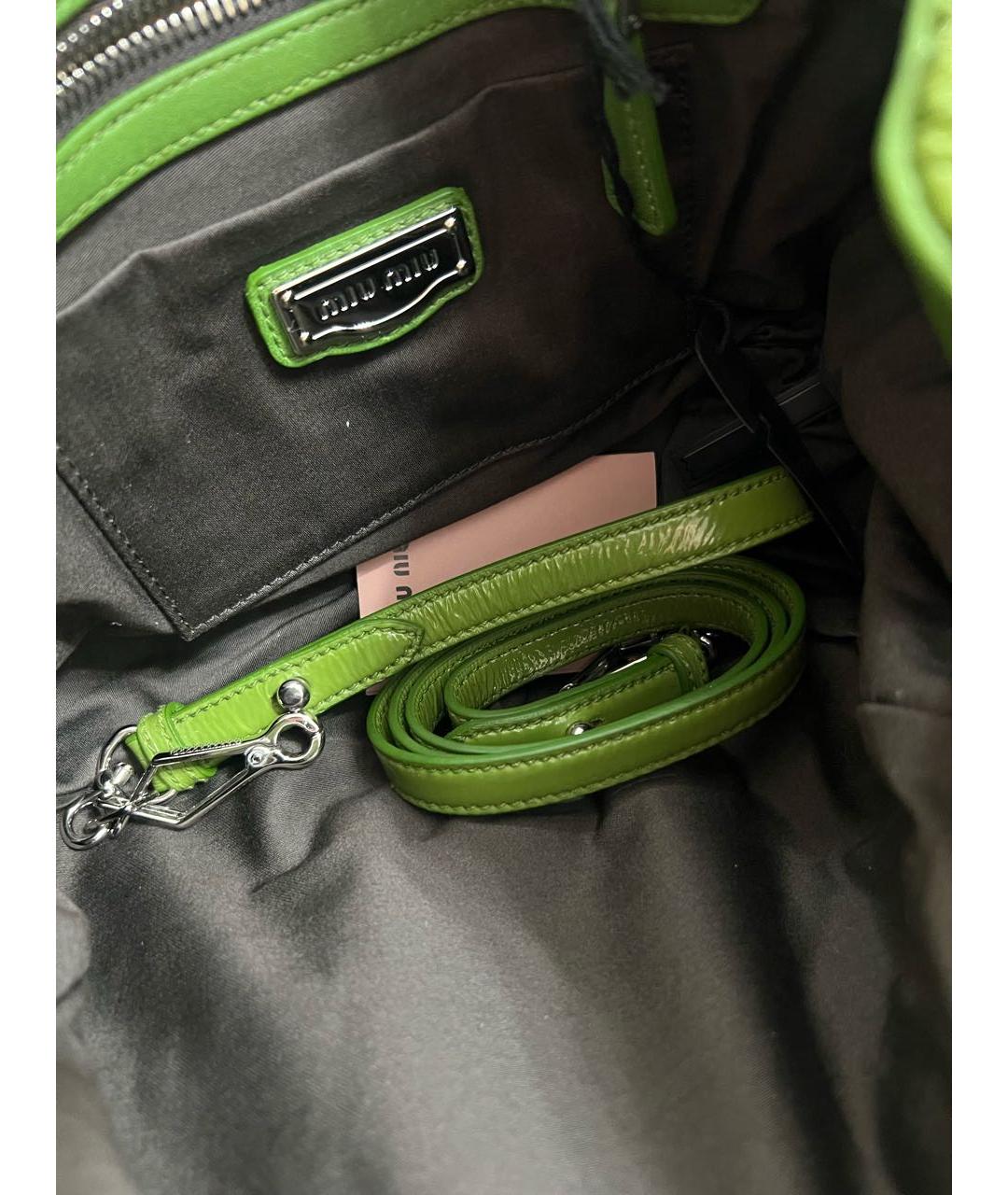 MIU MIU Зеленая кожаная сумка с короткими ручками, фото 4