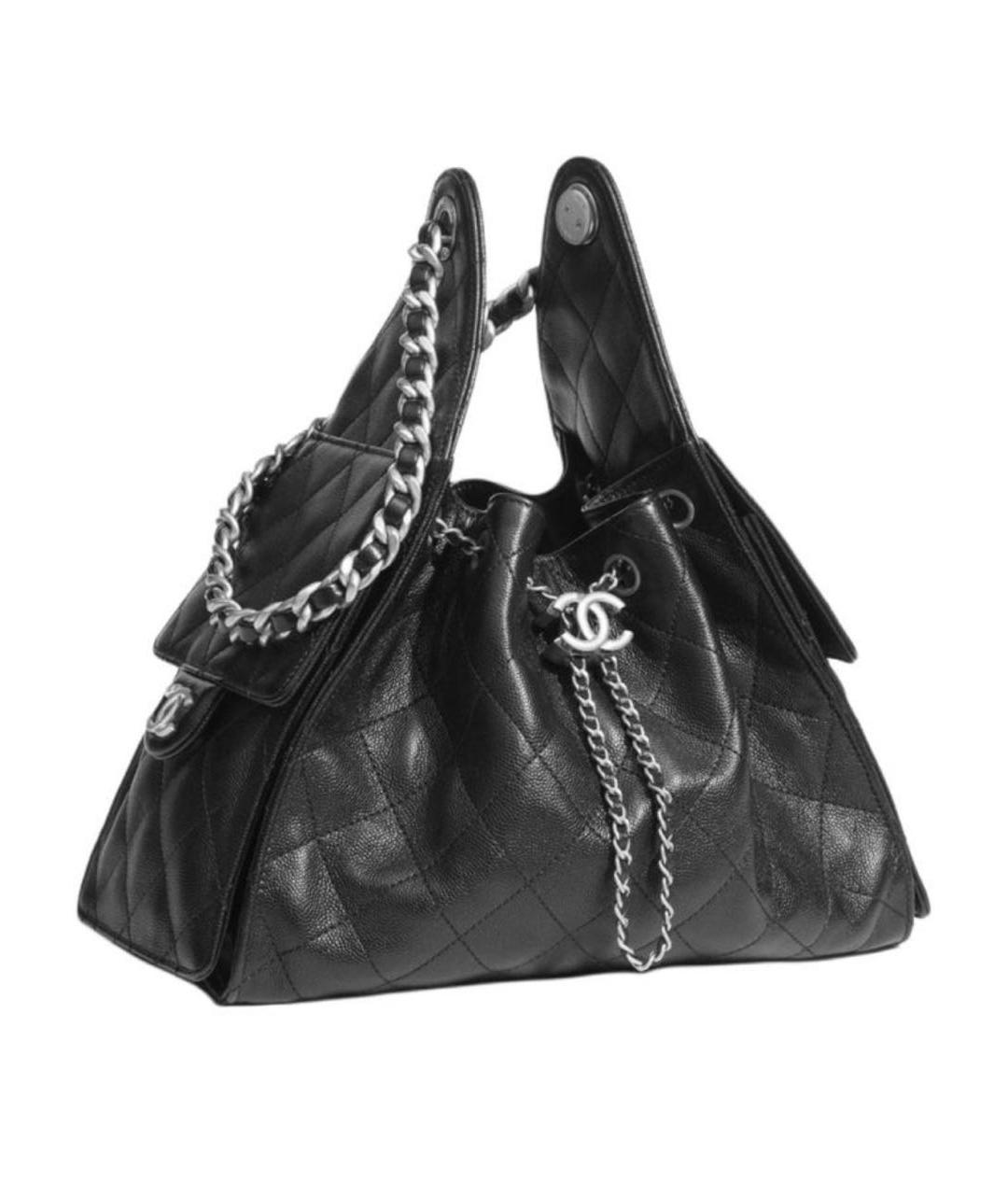 CHANEL Черная кожаная сумка с короткими ручками, фото 2