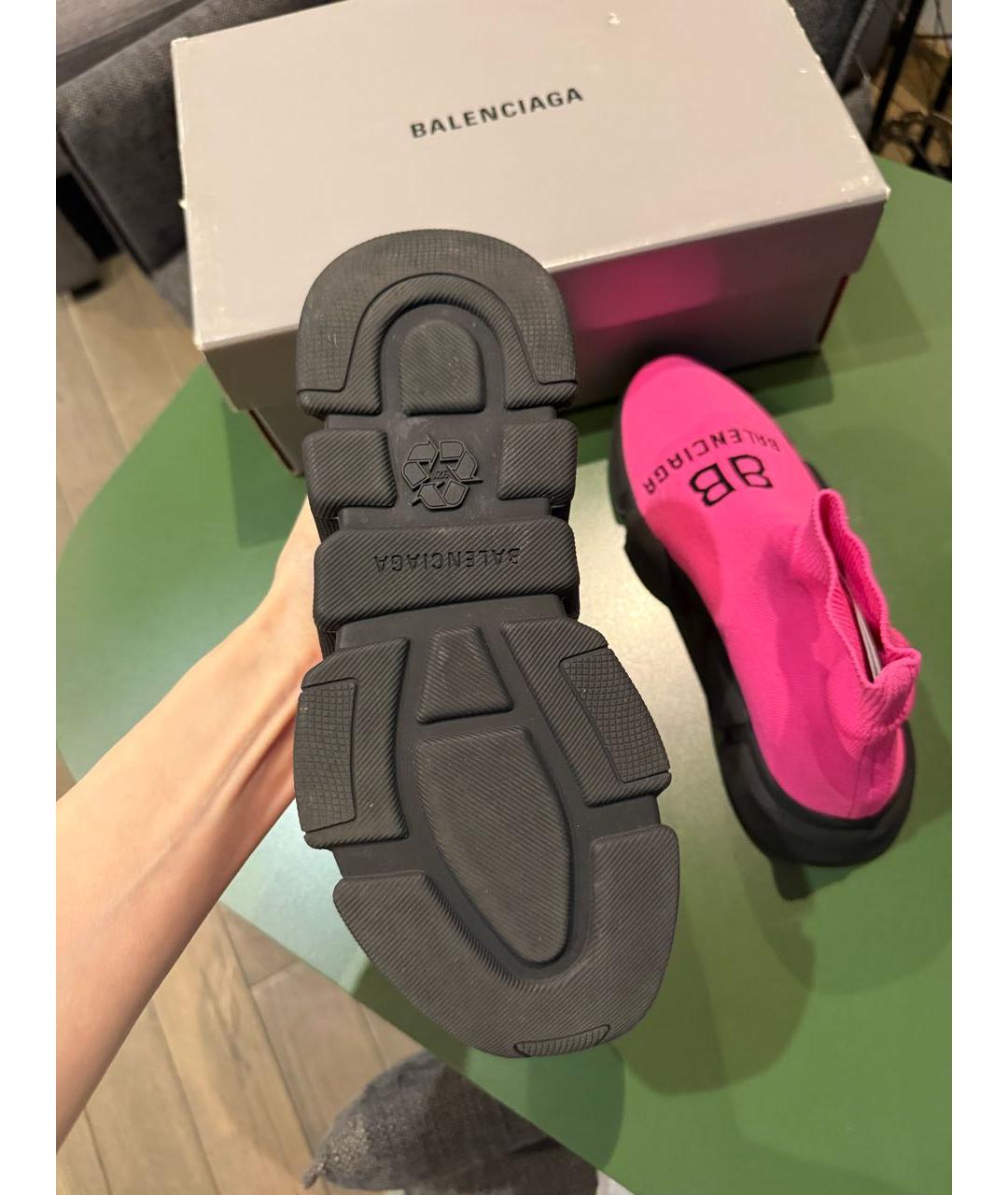 BALENCIAGA Розовые текстильные кроссовки, фото 6