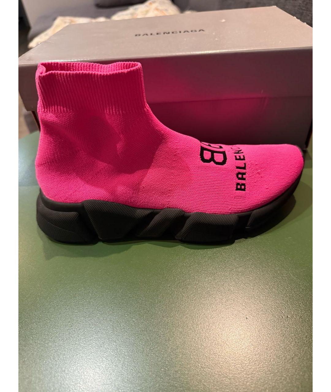 BALENCIAGA Розовые текстильные кроссовки, фото 9