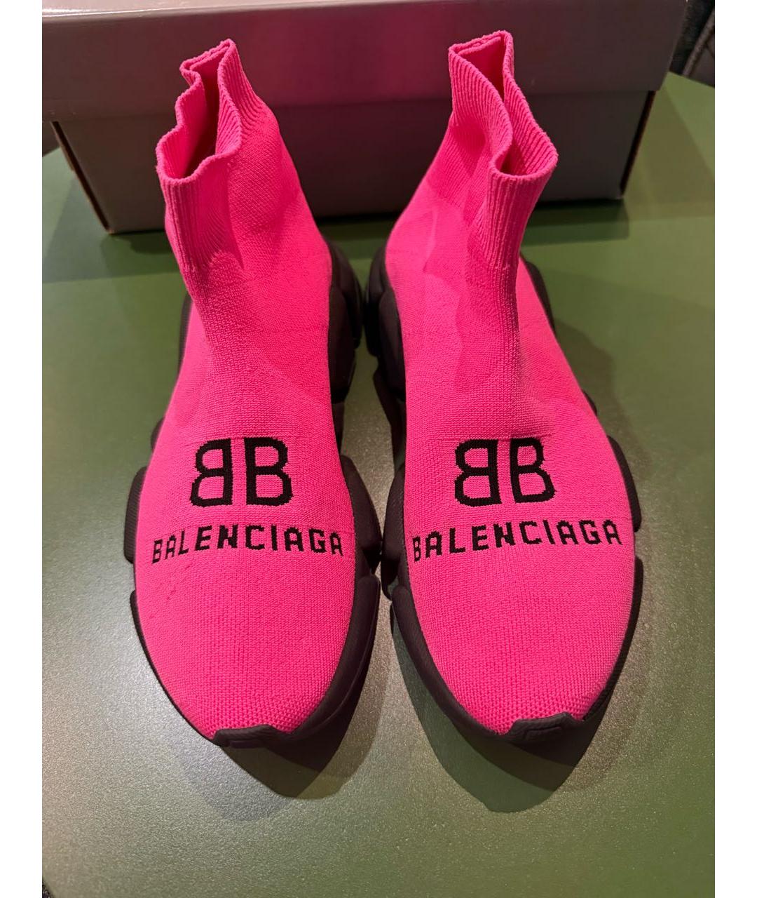 BALENCIAGA Розовые текстильные кроссовки, фото 3