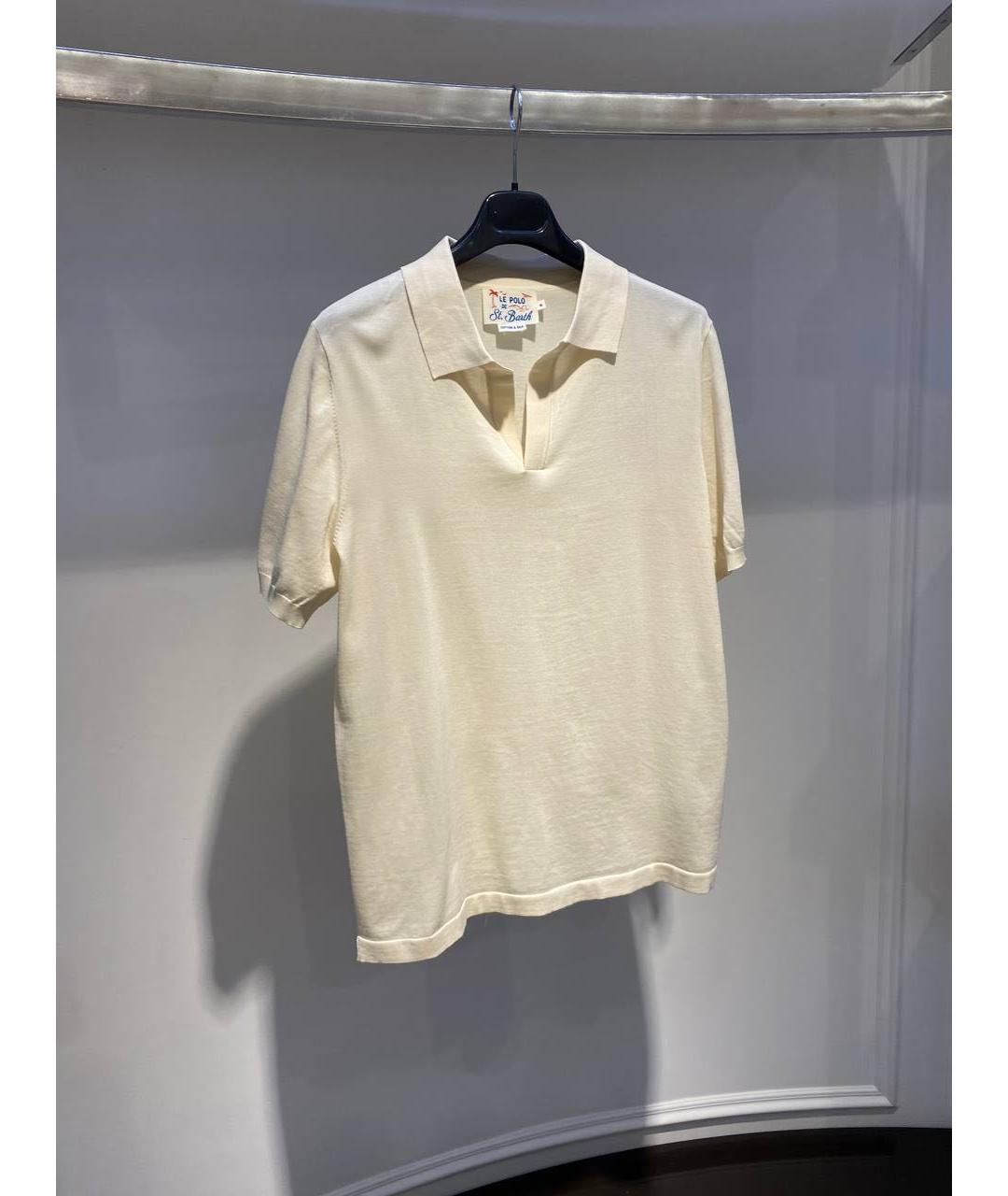 MC2 SAINT BARTH Бежевое хлопковое поло с коротким рукавом, фото 3