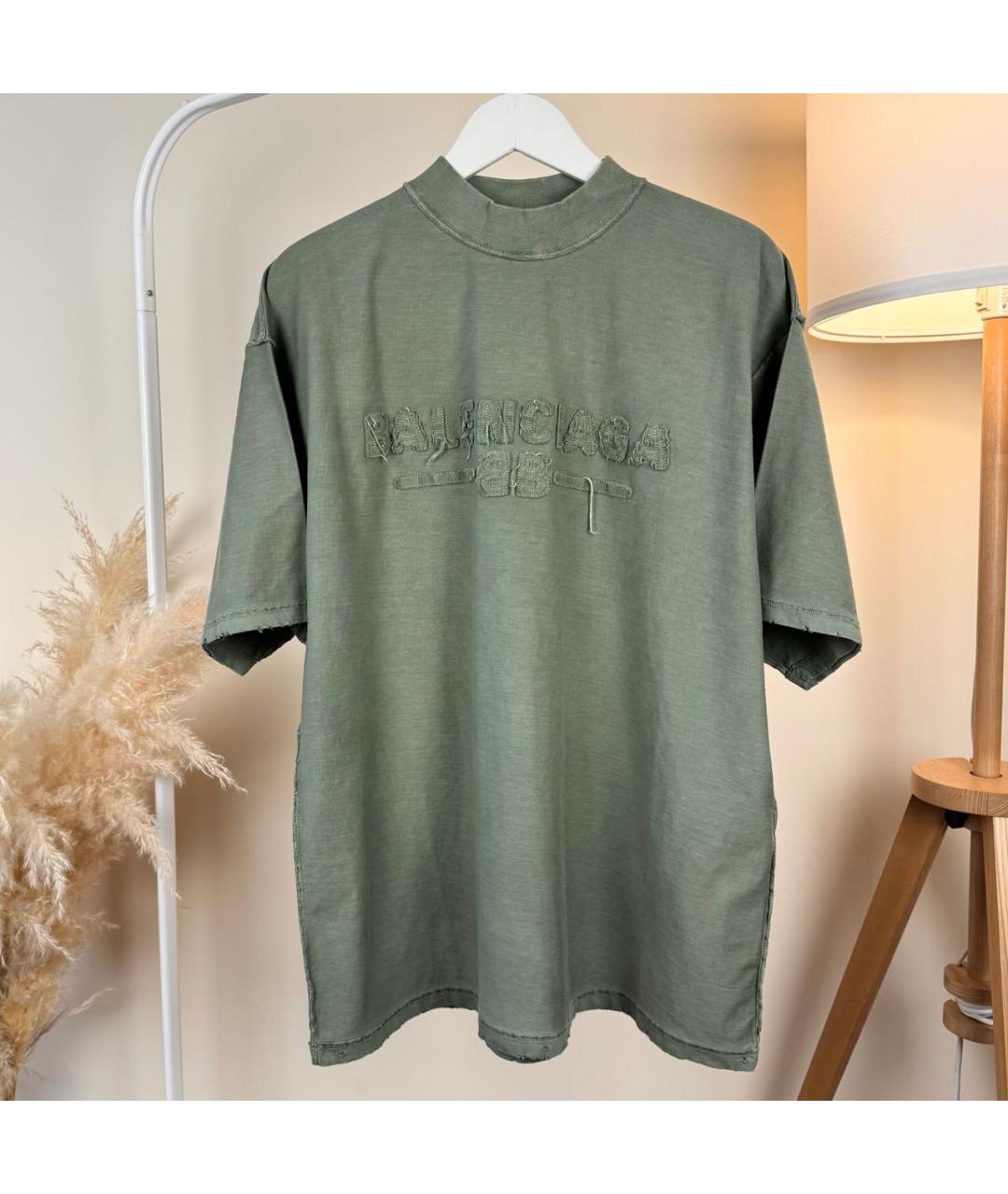 BALENCIAGA Зеленая хлопковая футболка, фото 9