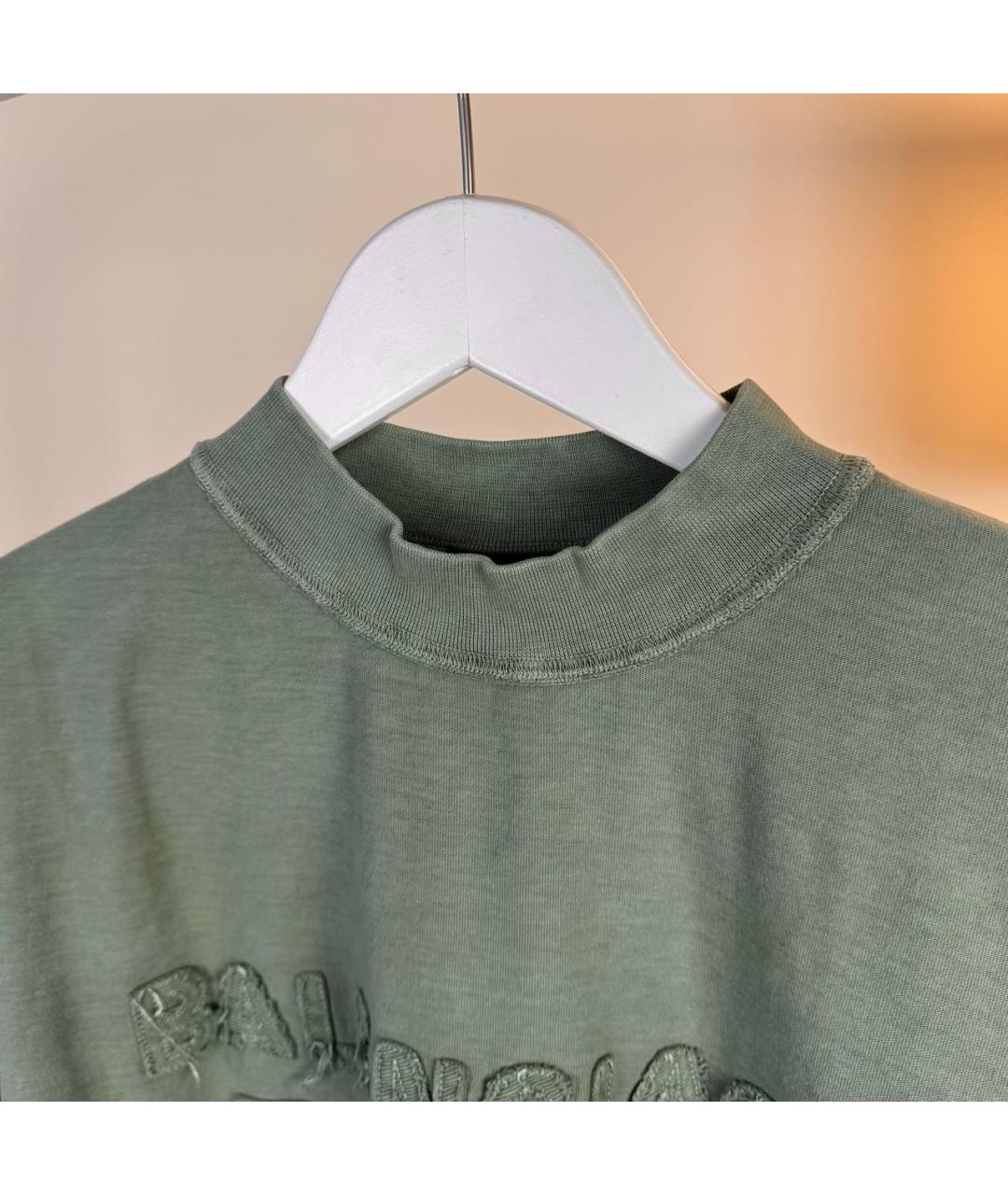 BALENCIAGA Зеленая хлопковая футболка, фото 3