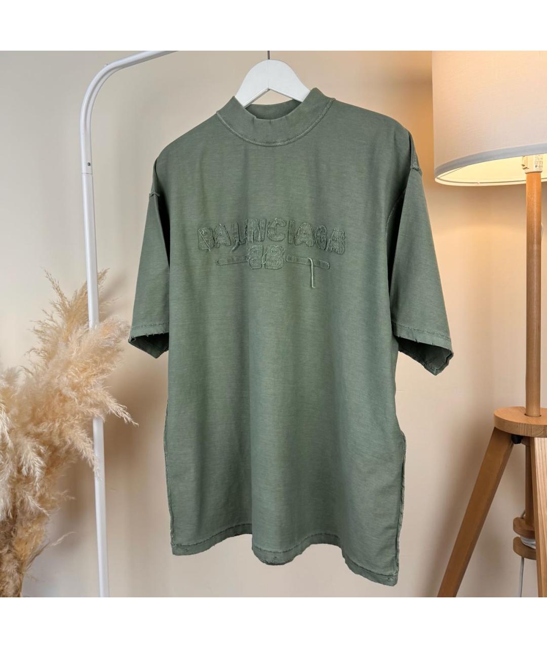 BALENCIAGA Зеленая хлопковая футболка, фото 6