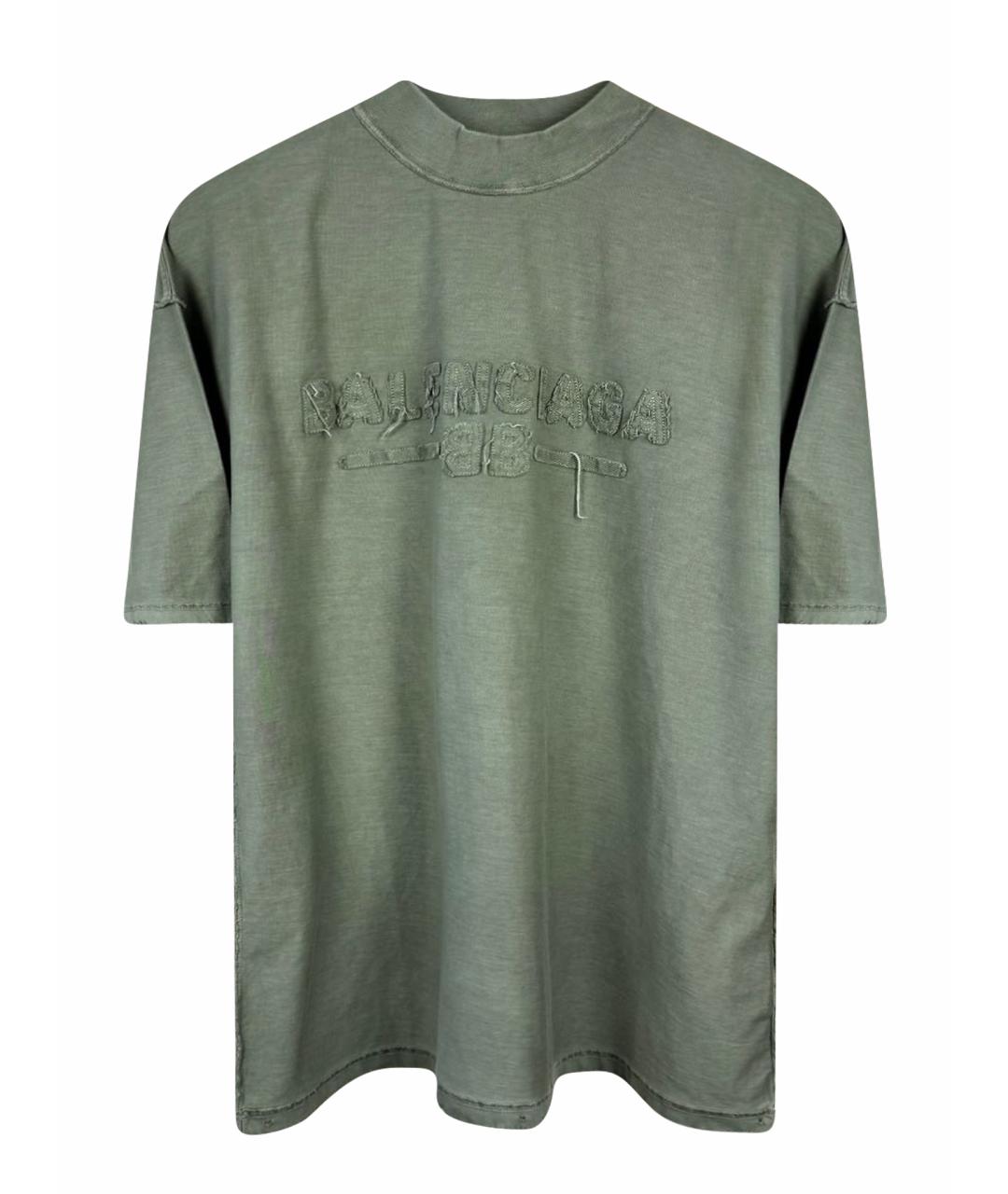 BALENCIAGA Зеленая хлопковая футболка, фото 1