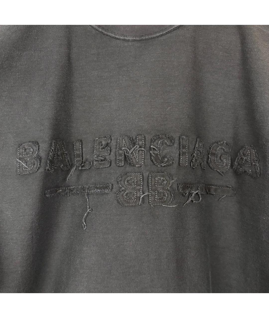 BALENCIAGA Черная хлопковая футболка, фото 3