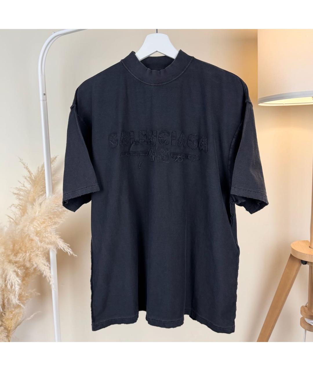 BALENCIAGA Черная хлопковая футболка, фото 7