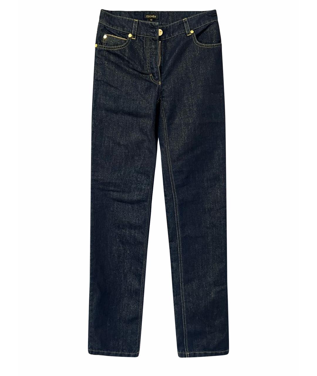 ESCADA Темно-синие хлопко-полиэстеровые прямые джинсы, фото 1
