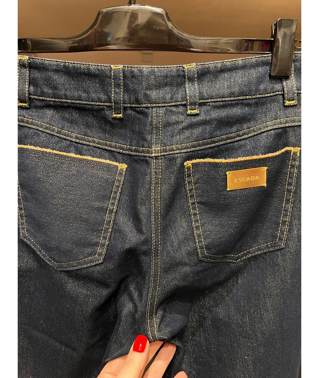 ESCADA Темно-синие хлопко-полиэстеровые прямые джинсы, фото 2