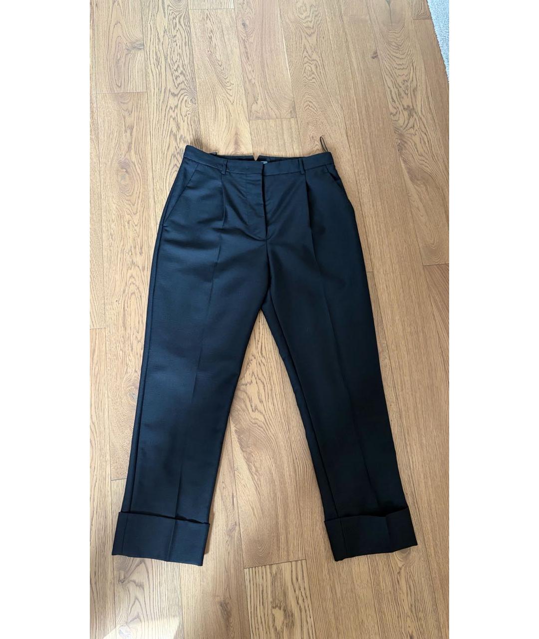 PRADA Черные шерстяные брюки узкие, фото 8