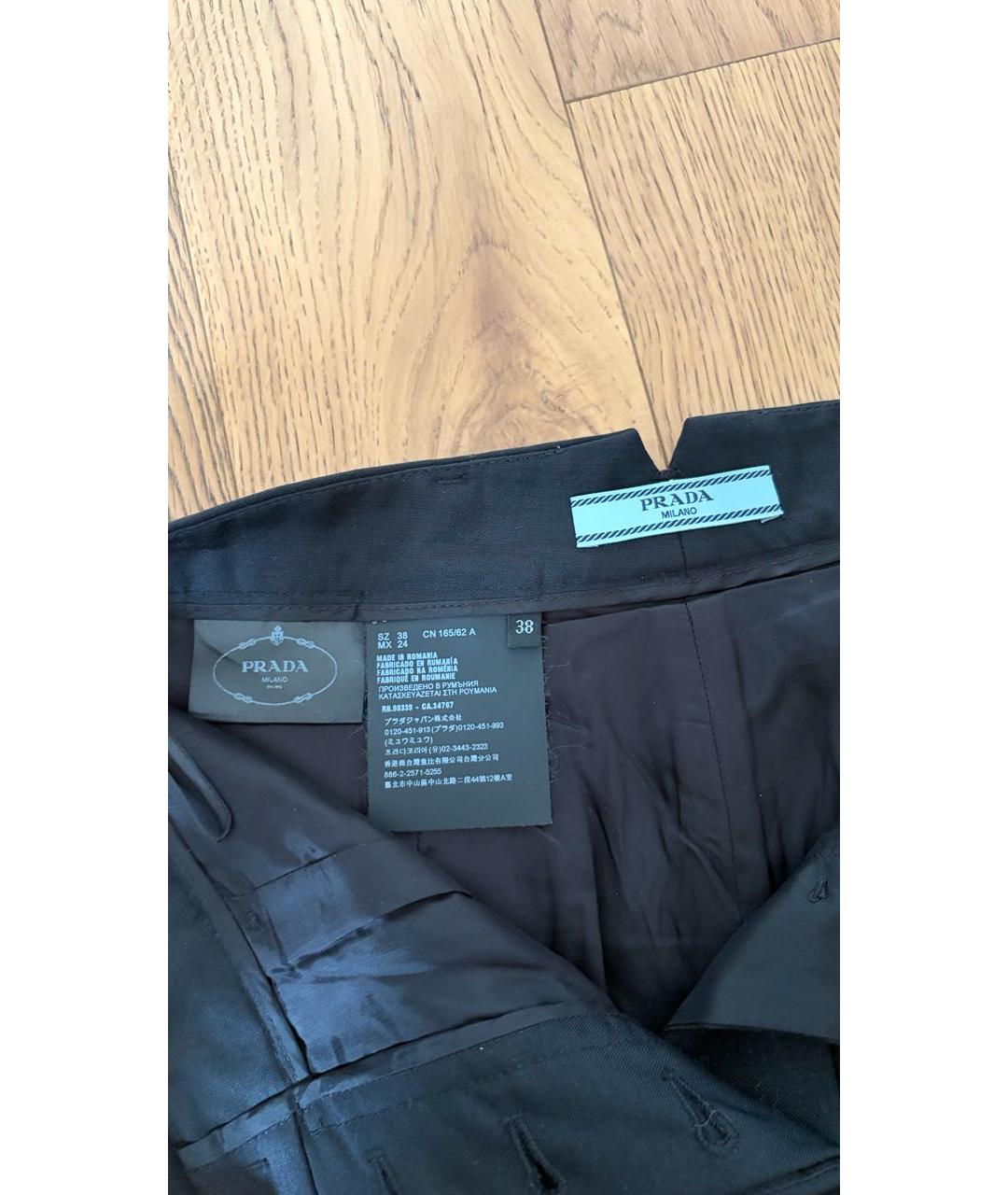 PRADA Черные шерстяные брюки узкие, фото 3
