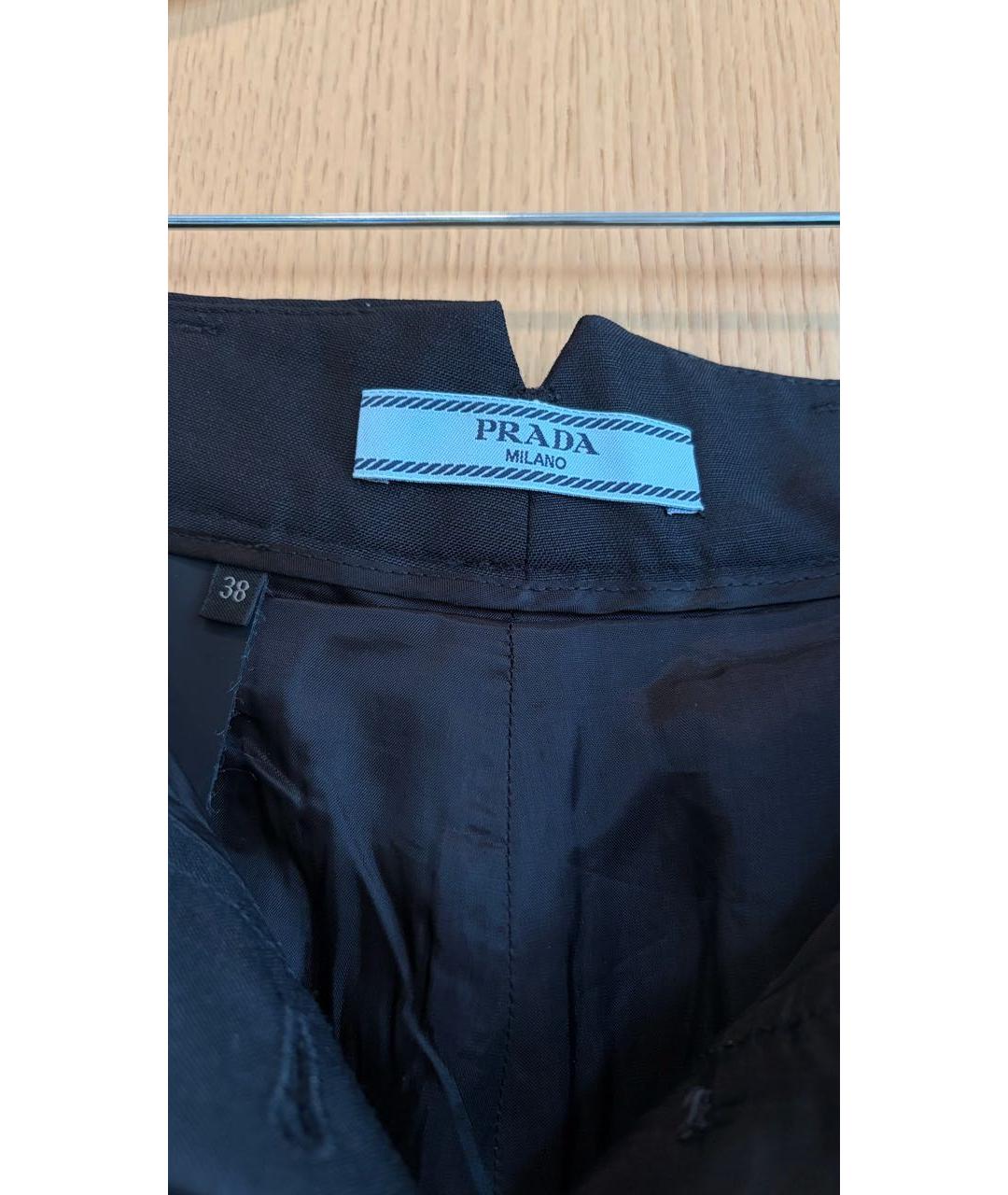 PRADA Черные шерстяные брюки узкие, фото 3