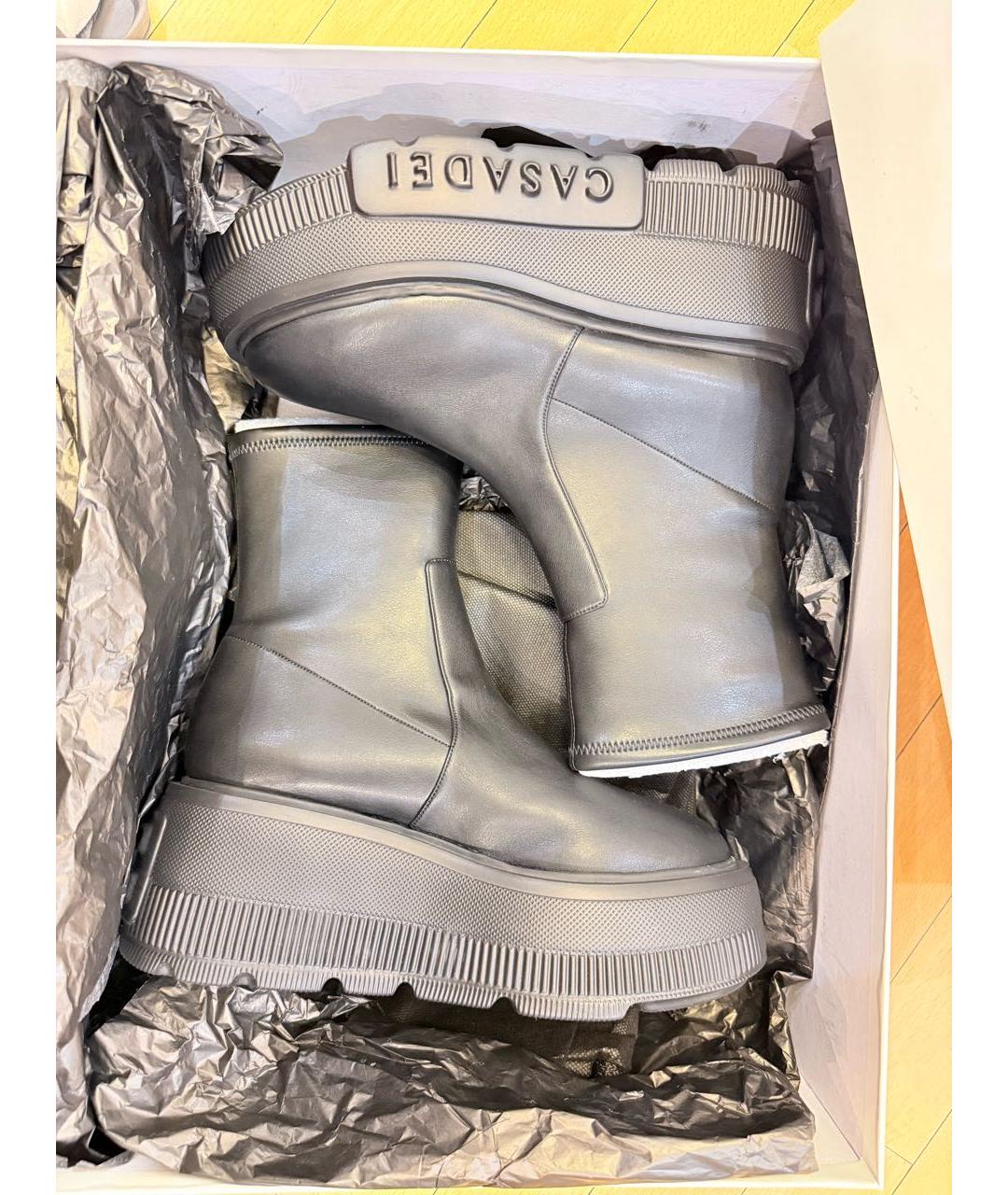 CASADEI Черные ботильоны из искусственной кожи, фото 8