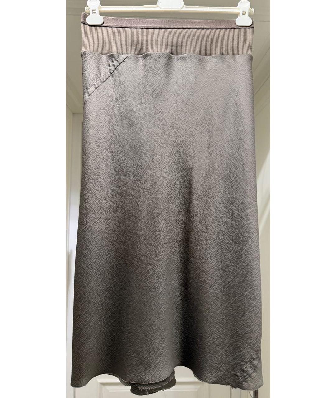 RICK OWENS Серая полиэстеровая юбка миди, фото 5