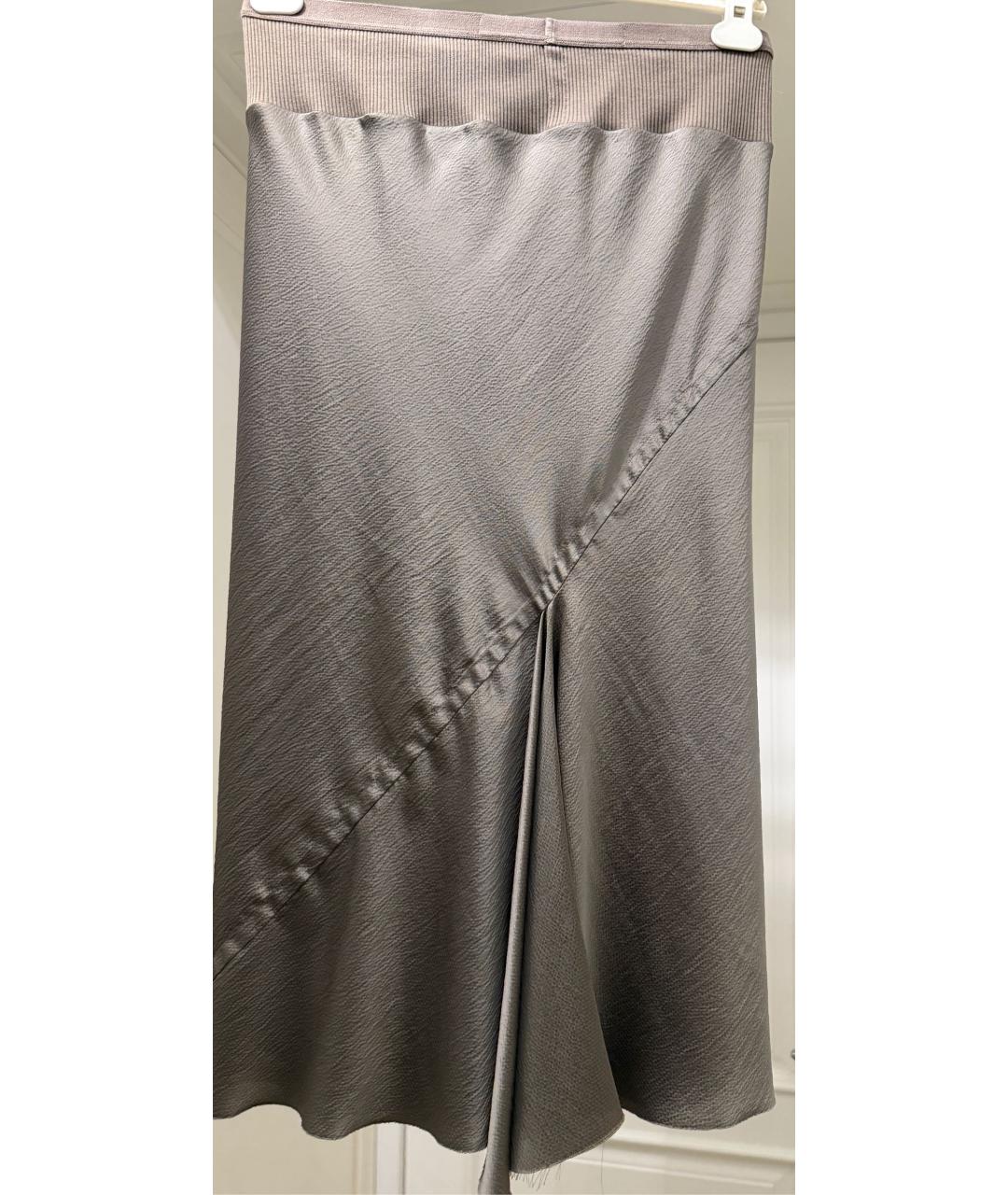 RICK OWENS Серая полиэстеровая юбка миди, фото 2