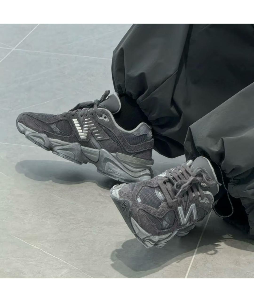 NEW BALANCE Антрацитовые замшевые низкие кроссовки / кеды, фото 7