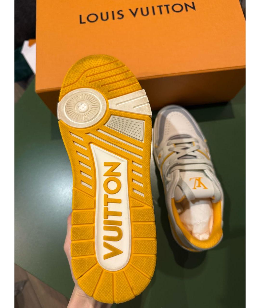 LOUIS VUITTON Белые кожаные кроссовки, фото 4