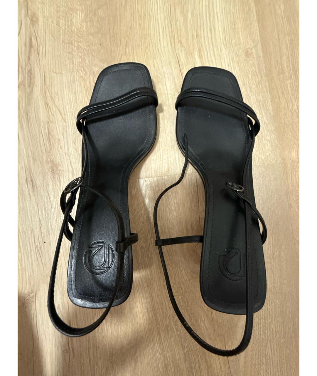 12 STOREEZ Черные кожаные босоножки, фото 4