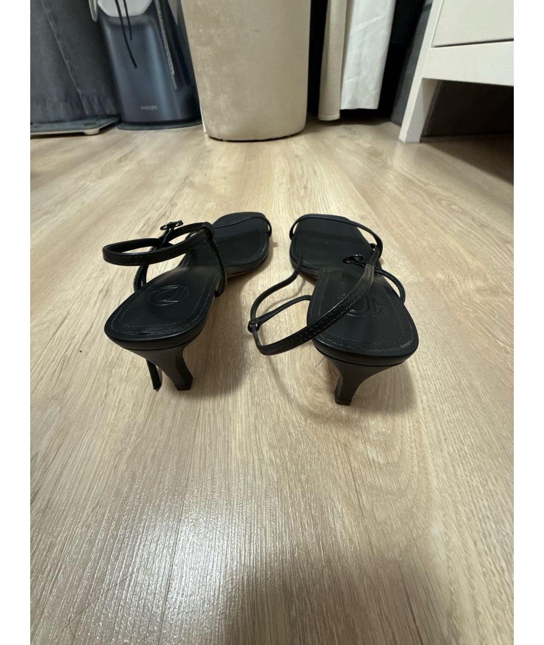 12 STOREEZ Черные кожаные босоножки, фото 3