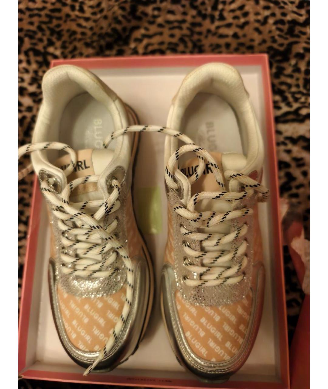 BLUGIRL Бежевые кожаные кроссовки, фото 7