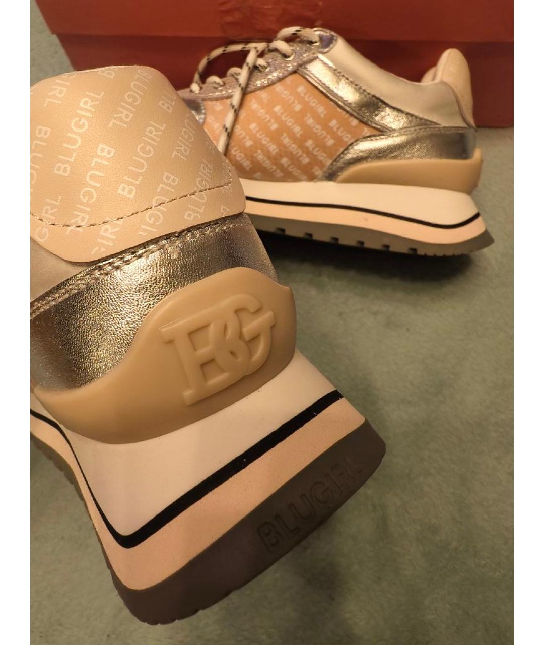 BLUGIRL Бежевые кожаные кроссовки, фото 4