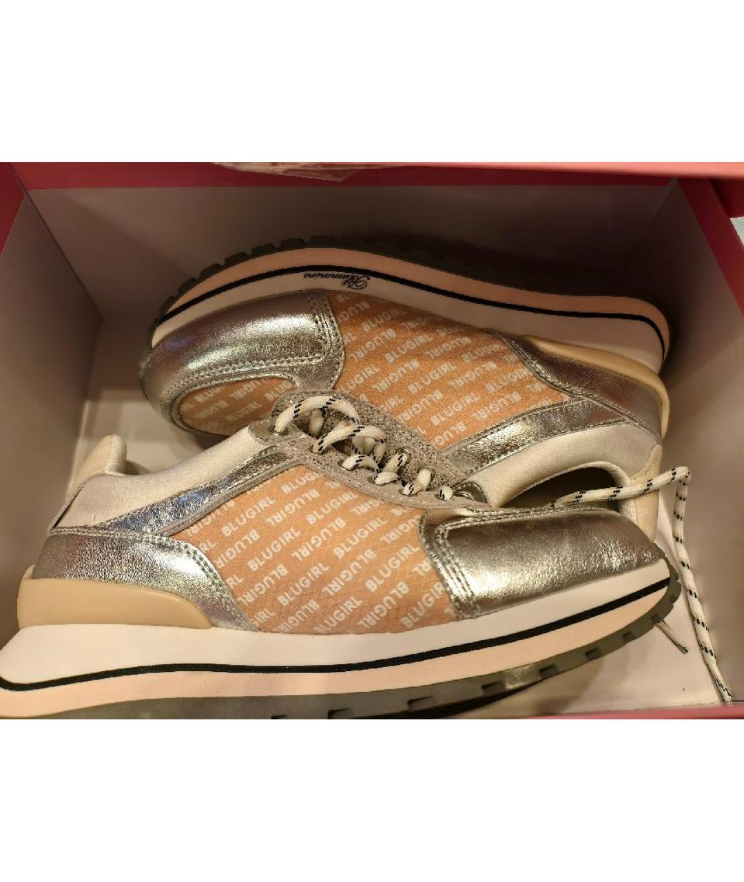 BLUGIRL Бежевые кожаные кроссовки, фото 9