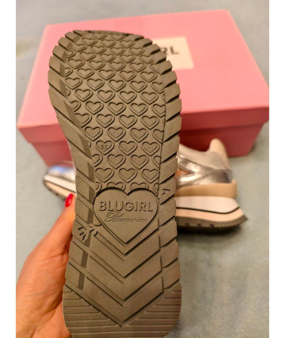 BLUGIRL Бежевые кожаные кроссовки, фото 5