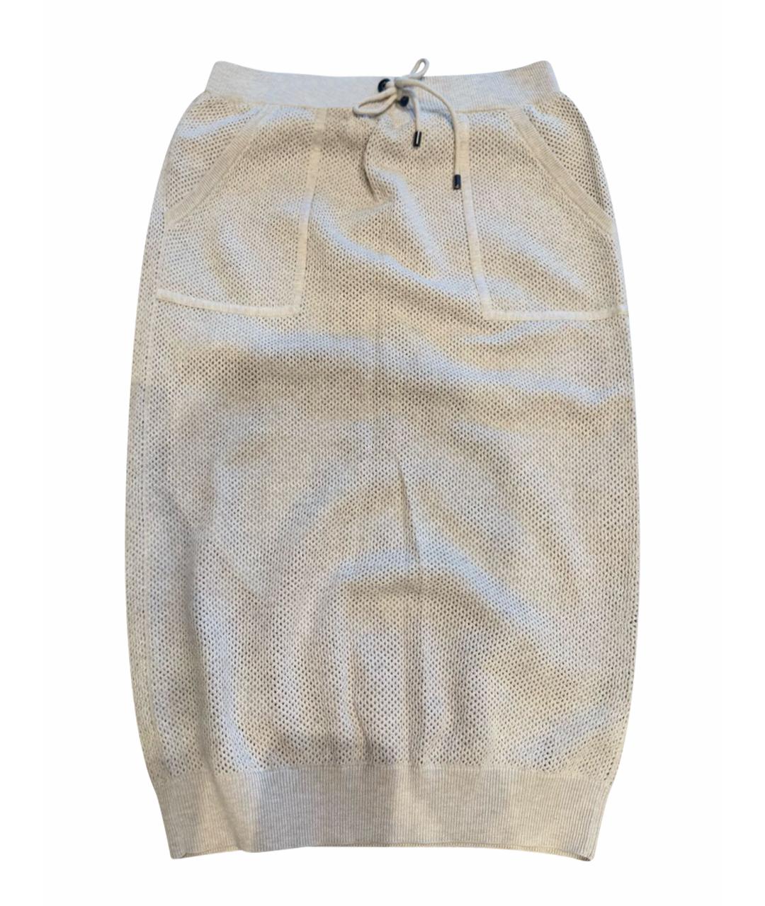 BRUNELLO CUCINELLI Бежевая хлопковая юбка миди, фото 1
