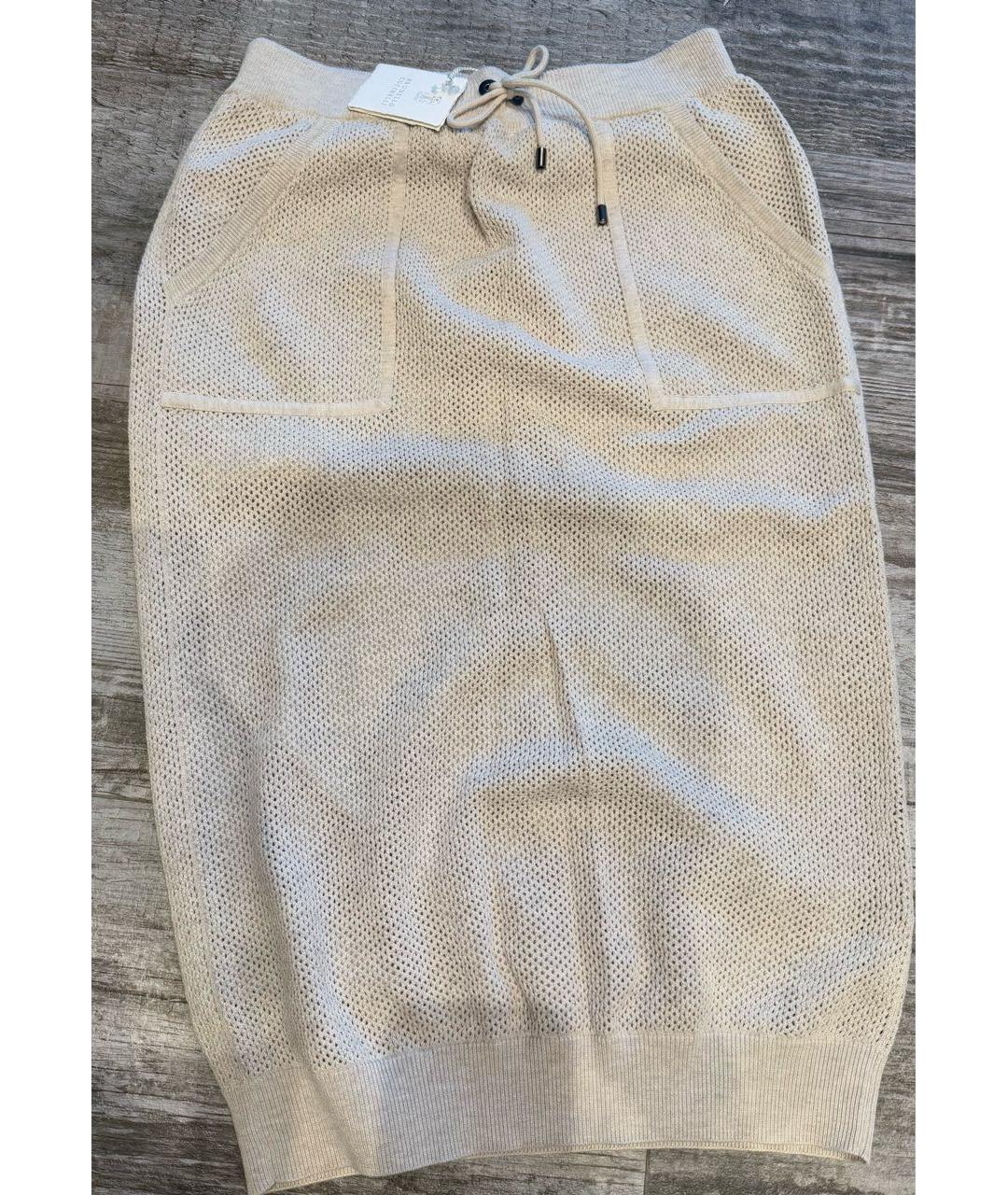 BRUNELLO CUCINELLI Бежевая хлопковая юбка миди, фото 7