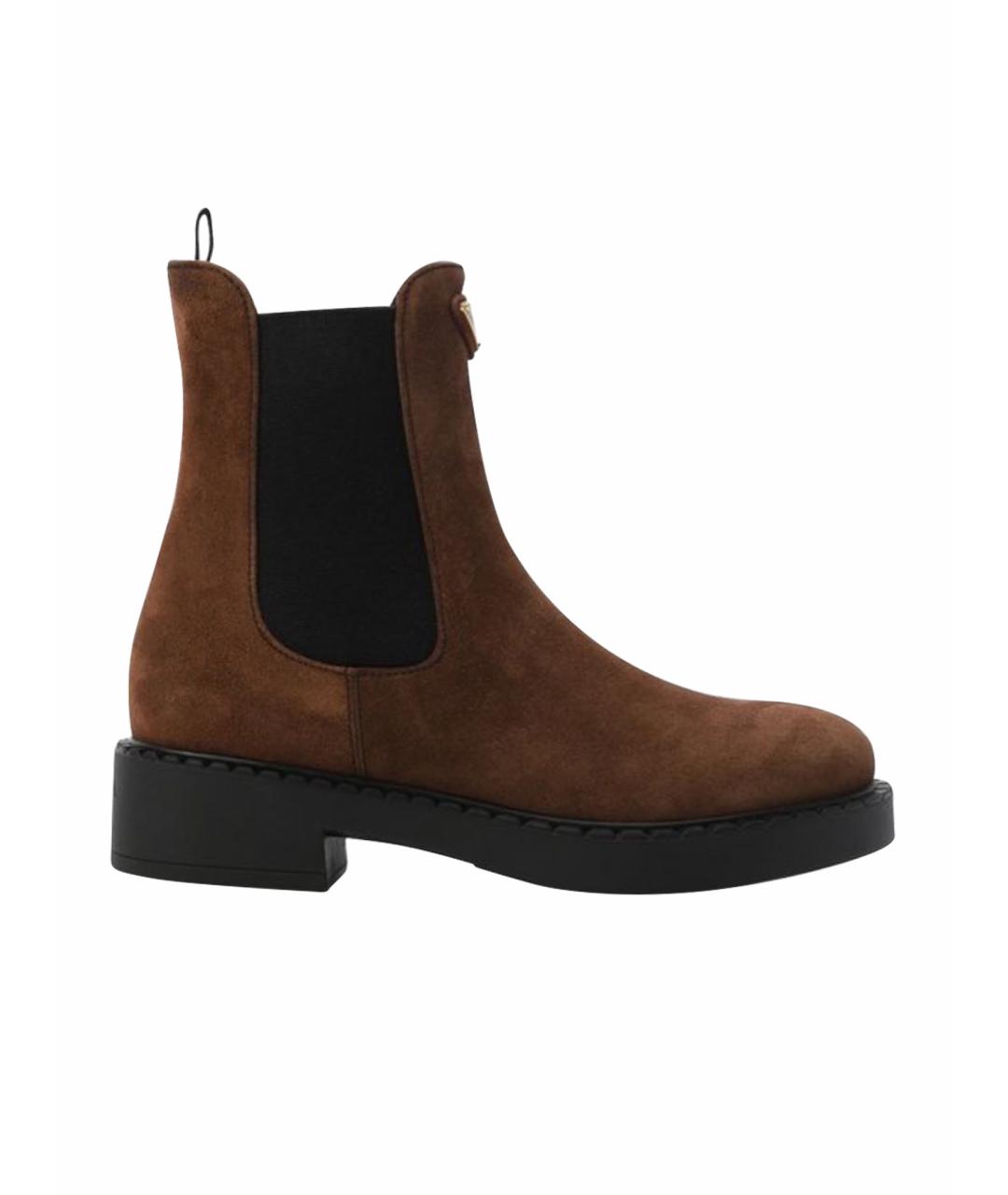 PRADA Коричневые замшевые ботинки, фото 1