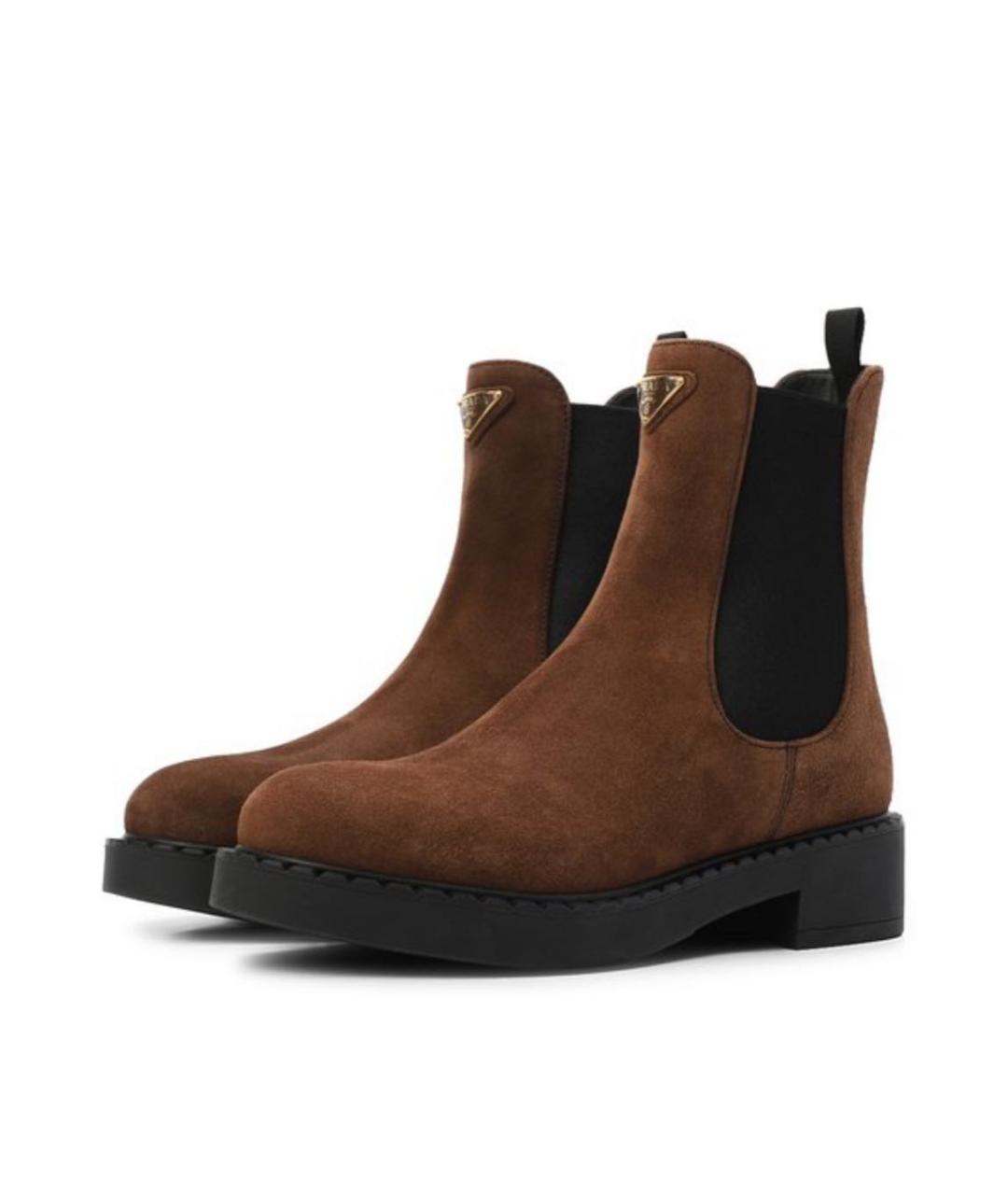 PRADA Коричневые замшевые ботинки, фото 2