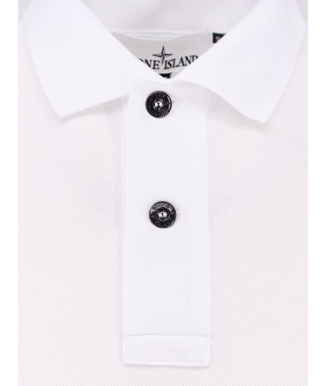 STONE ISLAND Белое хлопковое поло с коротким рукавом, фото 3