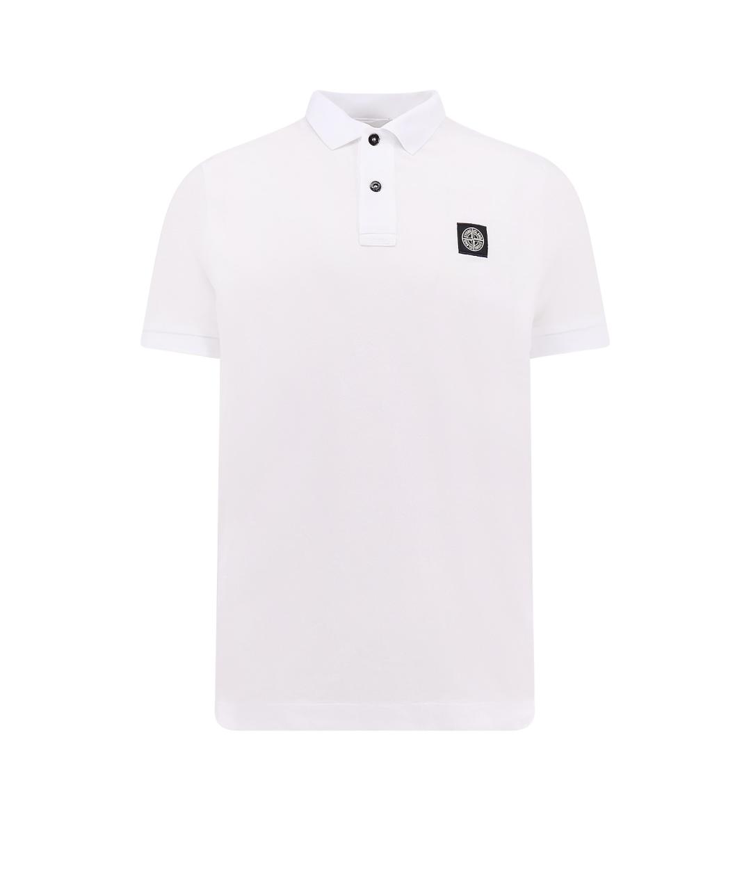 STONE ISLAND Белое хлопковое поло с коротким рукавом, фото 1