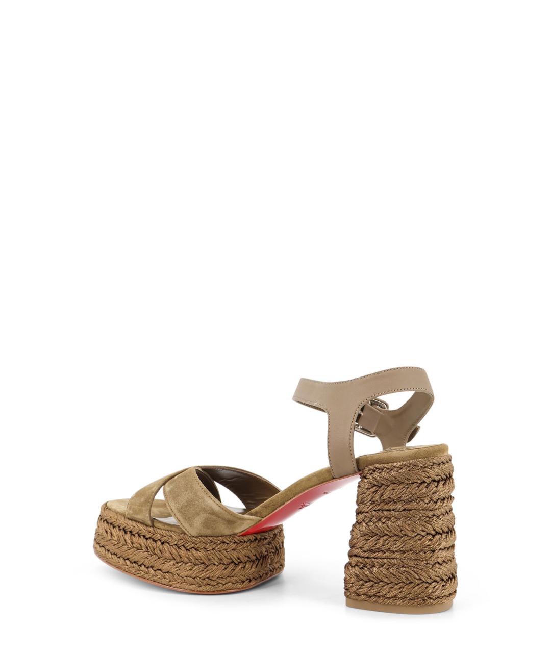 CHRISTIAN LOUBOUTIN Бежевые кожаные босоножки, фото 3