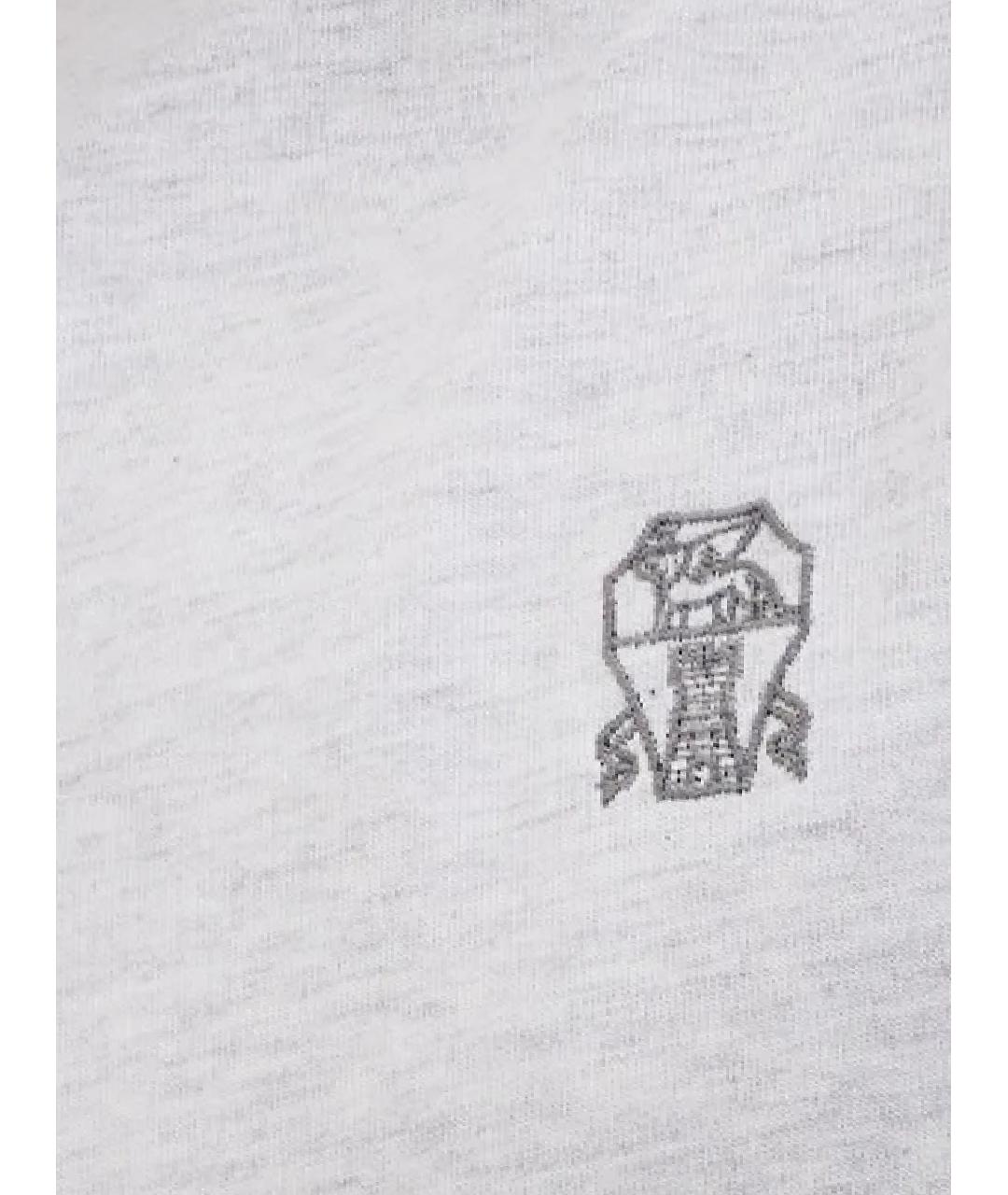 BRUNELLO CUCINELLI Серая хлопковая футболка, фото 3